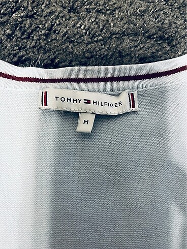 Tommy Hilfeger v yaka açık mavi sweatshirt - Görsel 4