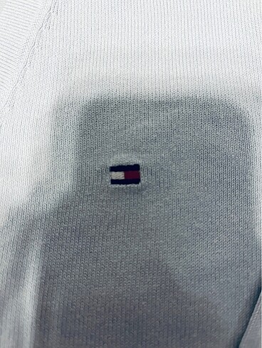 Tommy Hilfeger v yaka açık mavi sweatshirt - Görsel 5