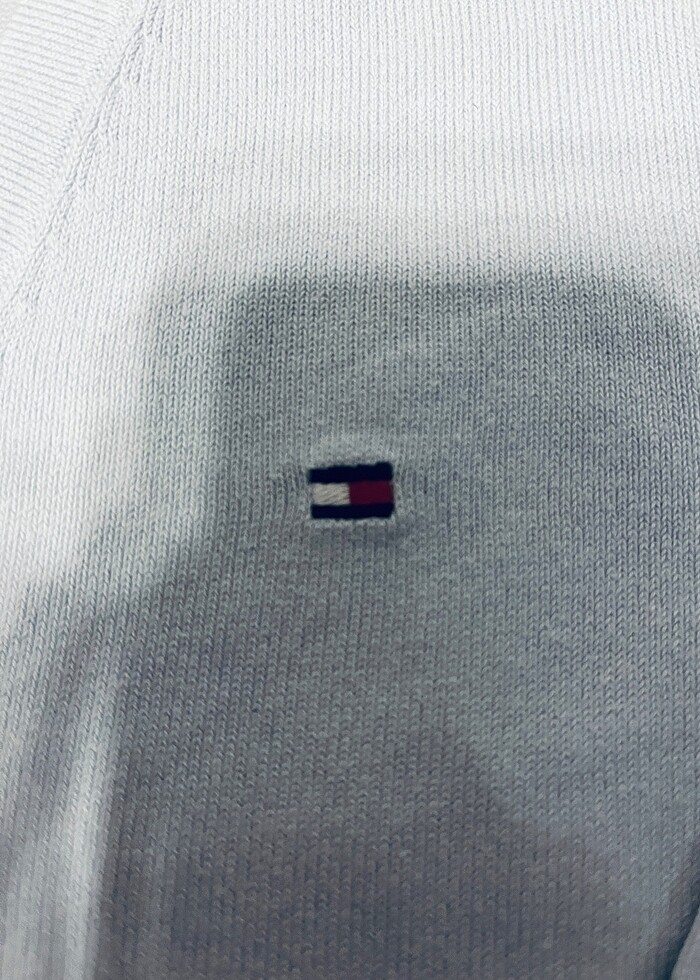 Tommy Hilfeger v yaka açık mavi sweatshirt - Görsel 5