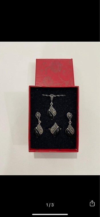 Gümüş oltu taşı set