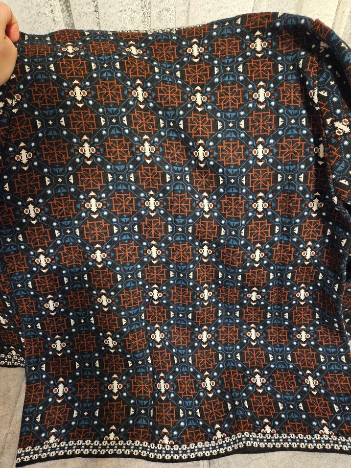 Bohem Desenli Kahverengi Triko Hırka - Görsel 3