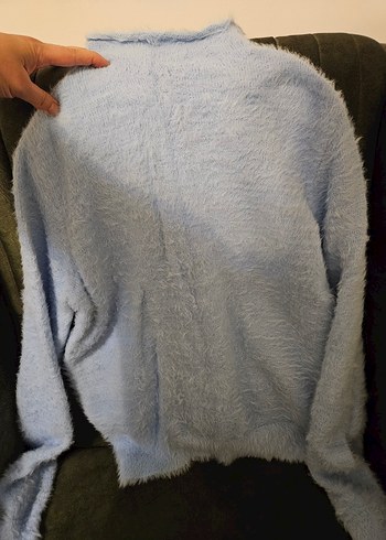 Mavi Kadın Peluş Boğazlı Kazak - Görsel 2