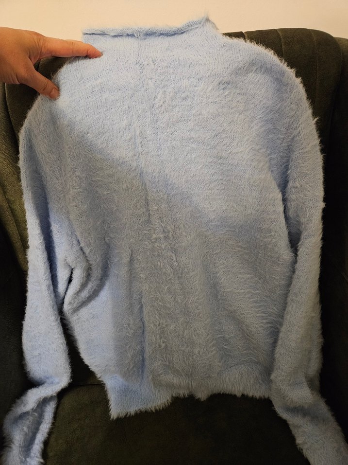 Mavi Kadın Peluş Boğazlı Kazak - Görsel 2