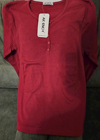 Koyu Kırmızı Vintage Streetwear body bluz spor - Görsel 2