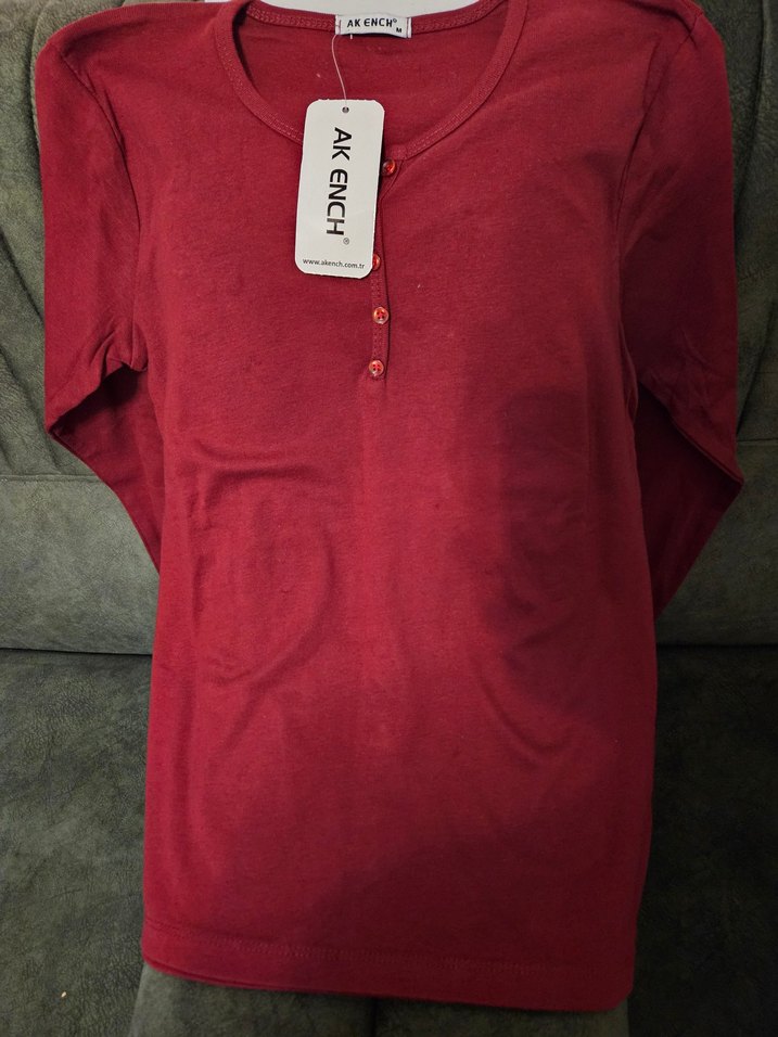 Koyu Kırmızı Vintage Streetwear body bluz spor - Görsel 2