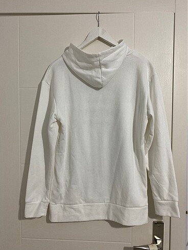 s Beden Kopüşonlu Beyaz Sweatshirt