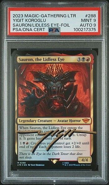 Sauron MTG LOTR Kartı PSA 9 Auto 9 Yigit Koroglu İmzalı