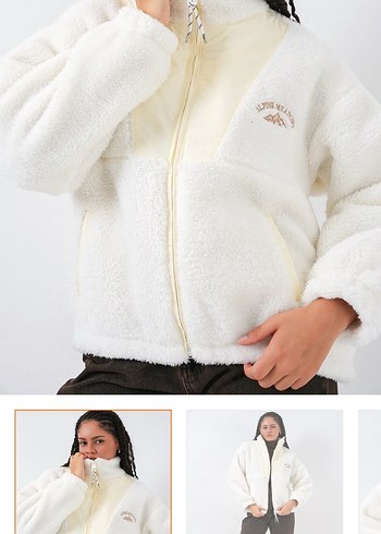 Beyaz Peluş Kadın Ceket - Görsel 2