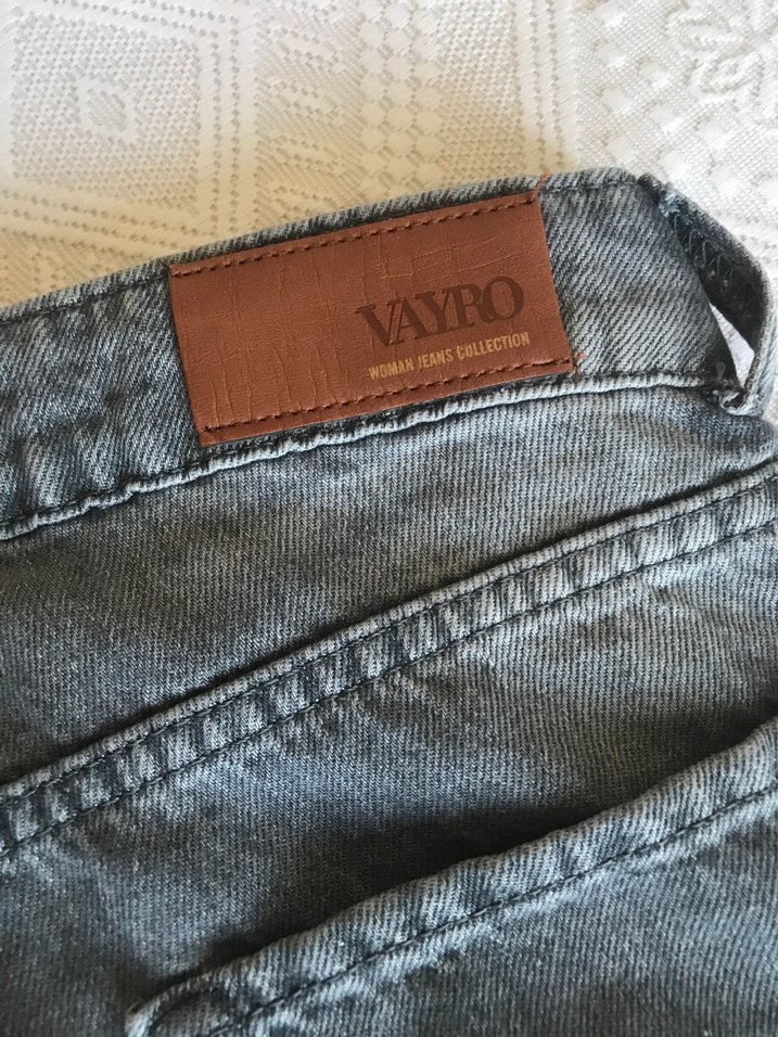 Gri Bol Kesim Kadın Kot Pantolon - Görsel 5