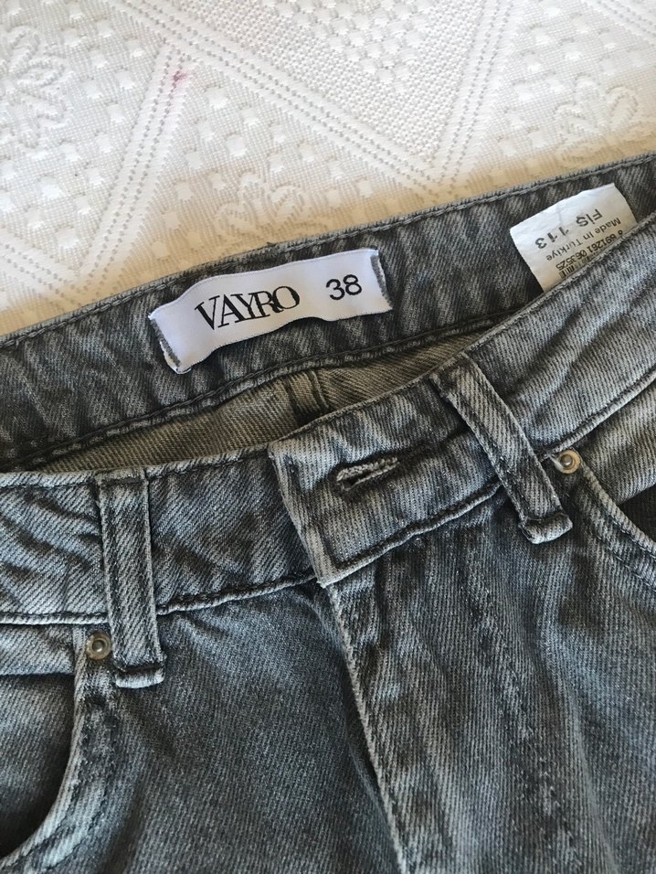 Gri Bol Kesim Kadın Kot Pantolon - Görsel 4