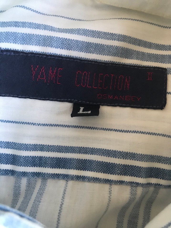 Erkek Gömlek Kısa Kollu Düğmeli Beyaz Çizgili - Görsel 4