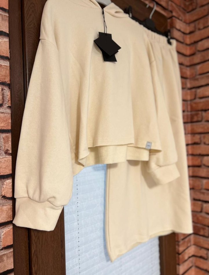 Ceylan Otantik, Krem, Kapüşonlu Polar Sweatshirt ve Etek Takım - Görsel 4