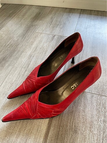 38 Beden VintagE kırmızı sivri burun Stiletto