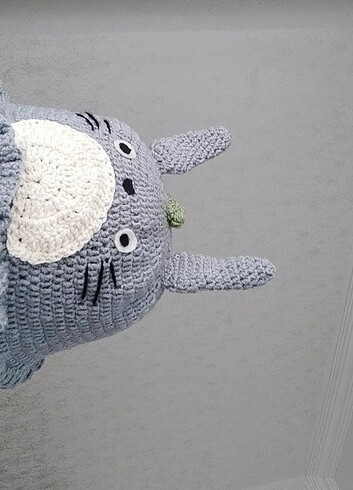 Beden gri Renk Örgü totoro bucket şapka