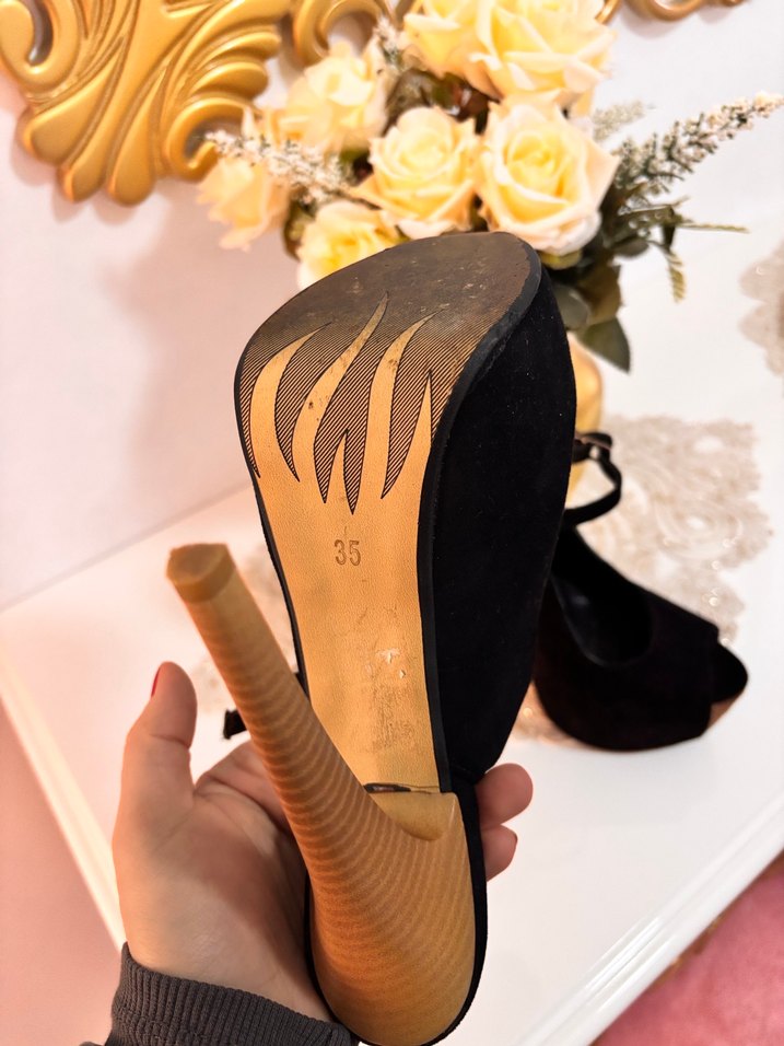 Siyah Platform Topuklu Kadın Gece Ayakkabısı - Görsel 2