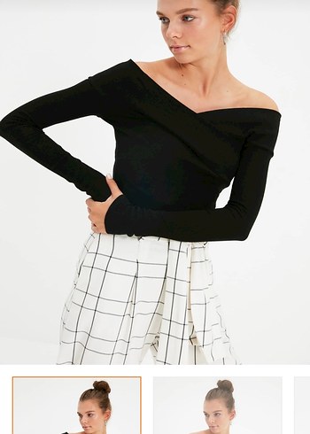 Siyah V Yaka Uzun Kollu Kadın Body - Görsel 3