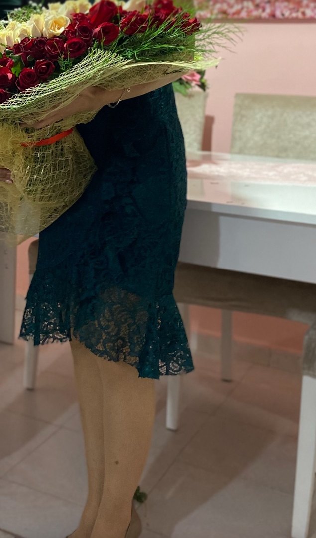 Zümrüt yeşili dantelli abiye elbise - Görsel 5