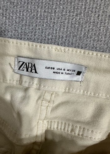 Zara Bej Kadın Süet İspanyol Paça Pantolon