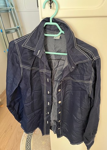 Diğer Kadın Lacivert Düğmeli Denim Ceket