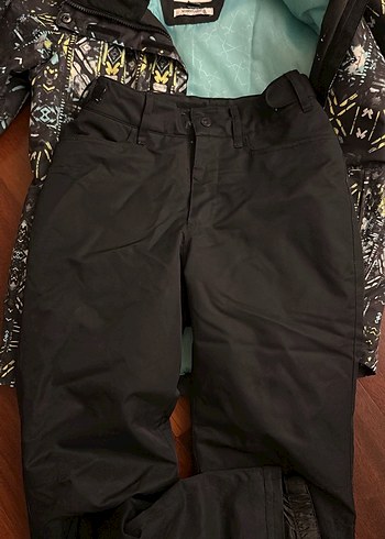 Kız  Siyah Kayak Pantolonu, kayak montu,Normal Boy, Tokalı - Görsel 2