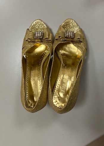 Altın Renkli Yüksek Topuklu Kadın Abiye Ayakkabı - Görsel 3