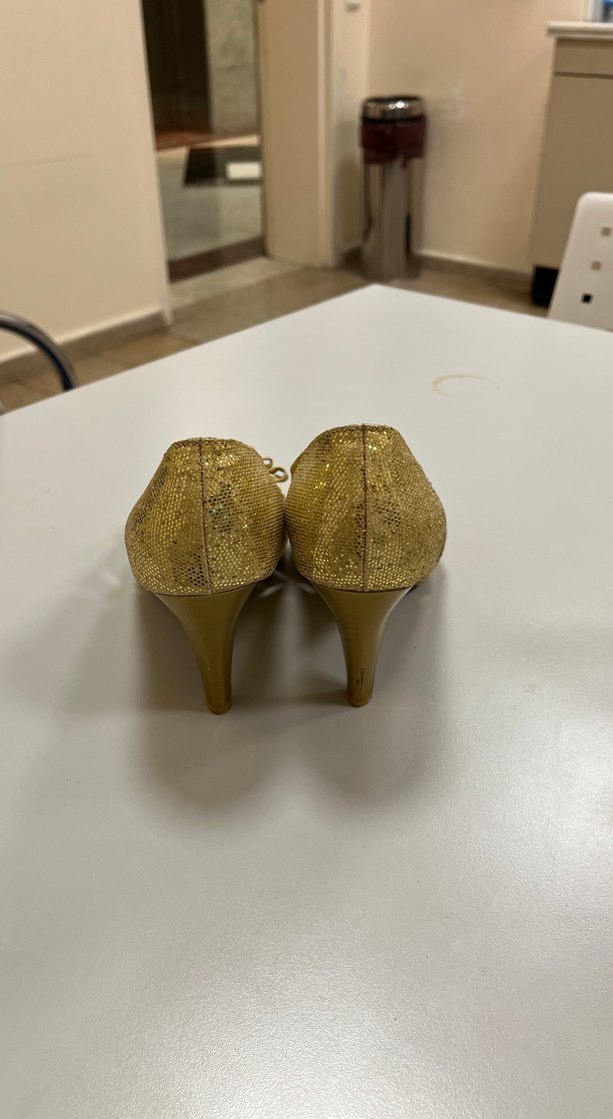 Altın Renkli Yüksek Topuklu Kadın Abiye Ayakkabı - Görsel 4