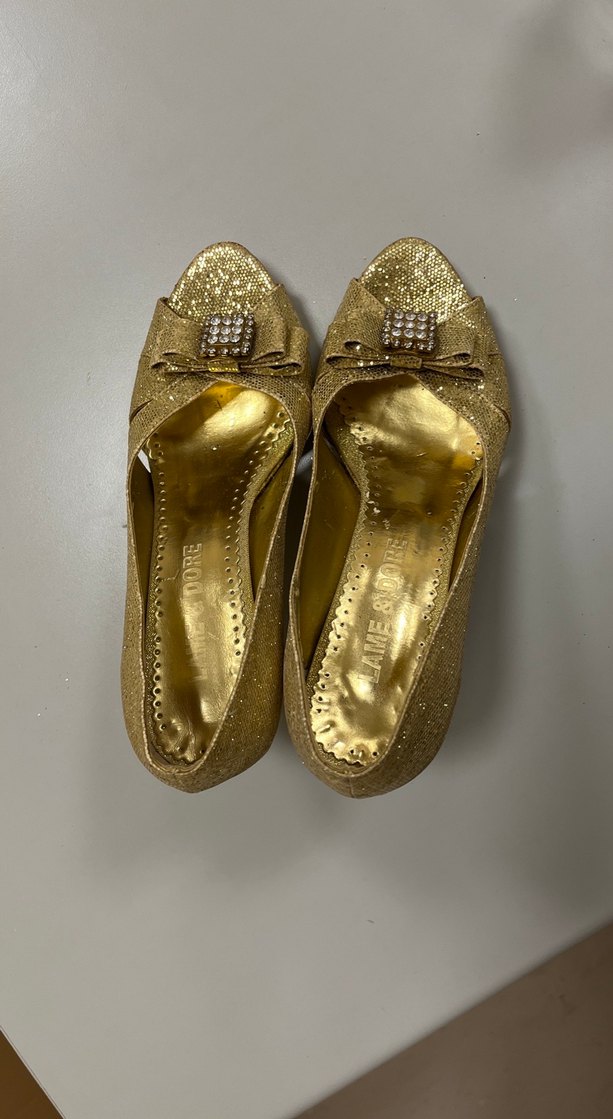 Altın Renkli Yüksek Topuklu Kadın Abiye Ayakkabı - Görsel 3