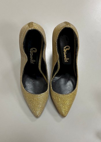 Altın Renkli Pliseli Stiletto Kadın Ayakkabı - Görsel 2