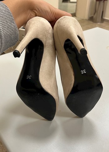 Bej Süet Stiletto Kadın Ayakkabı - Görsel 5