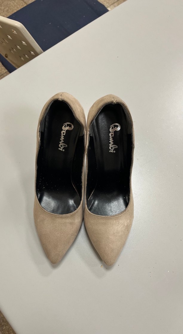 Bej Süet Stiletto Kadın Ayakkabı - Görsel 3