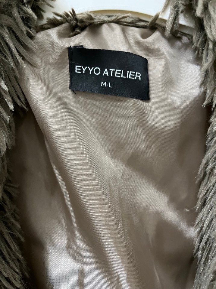 Bohem Tarzı Kahverengi Suni Kürk Midi Mont - Görsel 3