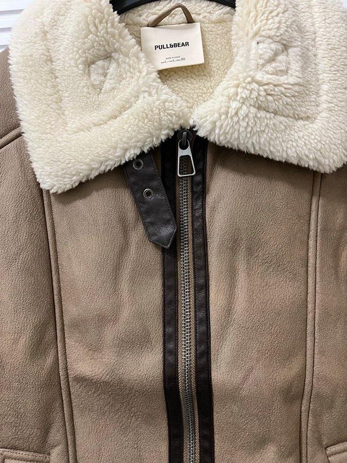 Bej Süet Kürklü Kolsuz Kadın Ceket - Görsel 3