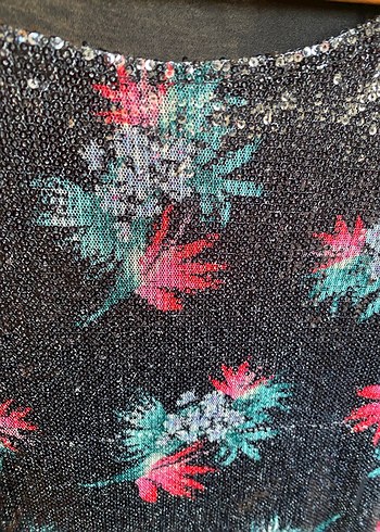 Pullu payetli penye kadın bluzu - Görsel 2