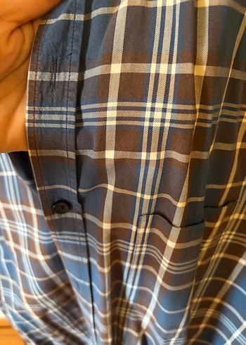 Lacivert Kareli Uzun Kollu Erkek Gömlek - Görsel 6