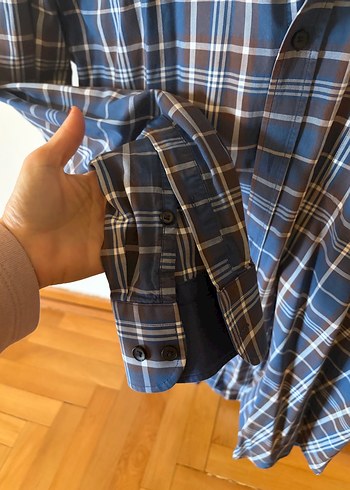 Lacivert Kareli Uzun Kollu Erkek Gömlek - Görsel 5