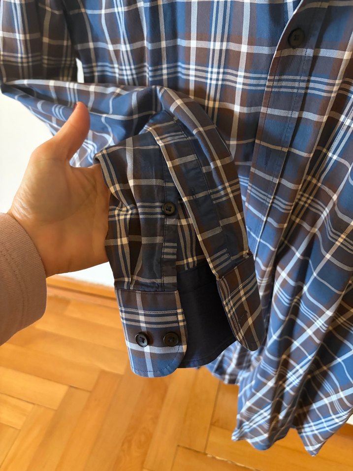 Lacivert Kareli Uzun Kollu Erkek Gömlek - Görsel 5