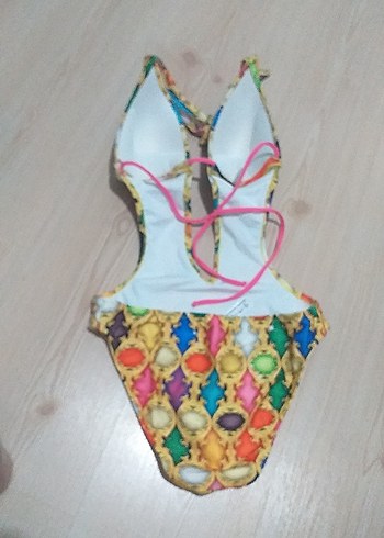 Zincir Detaylı Çok Renkli Bohem Mini Mayo - Görsel 6