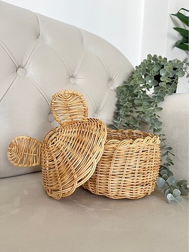 Rattan Panda Kulaklı Sepet