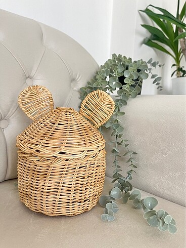 Diğer Rattan Panda Kulaklı Sepet