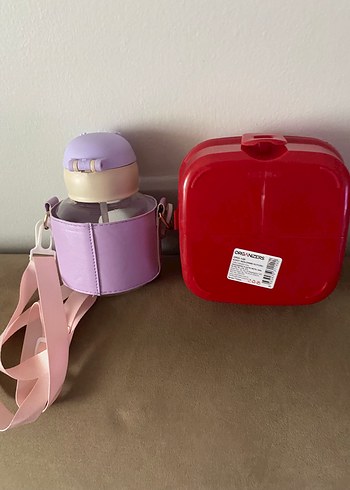 Pastel Mor Çocuk Termos Şişe ve Kutu Seti 2si birlikte - Görsel 4