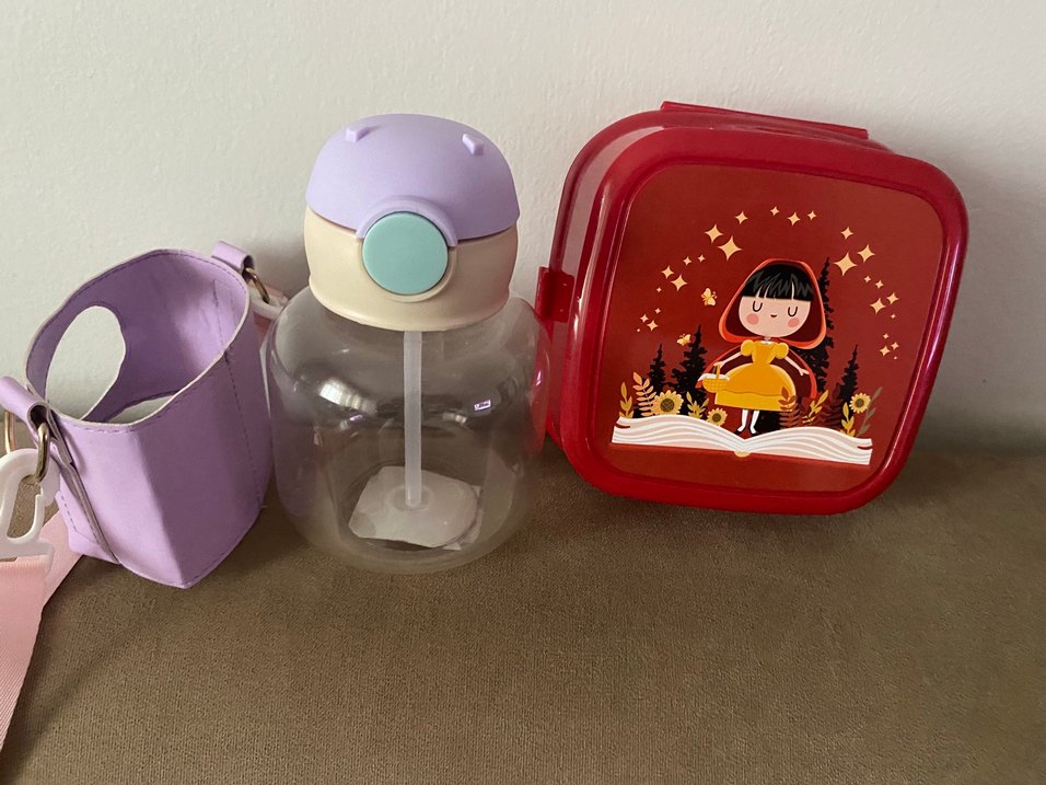 Pastel Mor Çocuk Termos Şişe ve Kutu Seti 2si birlikte - Görsel 2