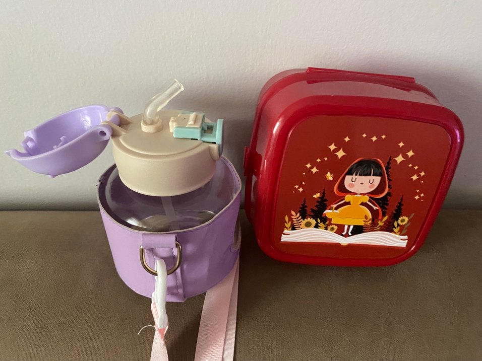 Pastel Mor Çocuk Termos Şişe ve Kutu Seti 2si birlikte - Görsel 3