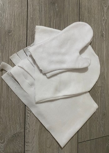 Kız Çocuk Beyaz Polar Eldiven ve Atkı Seti - Görsel 3