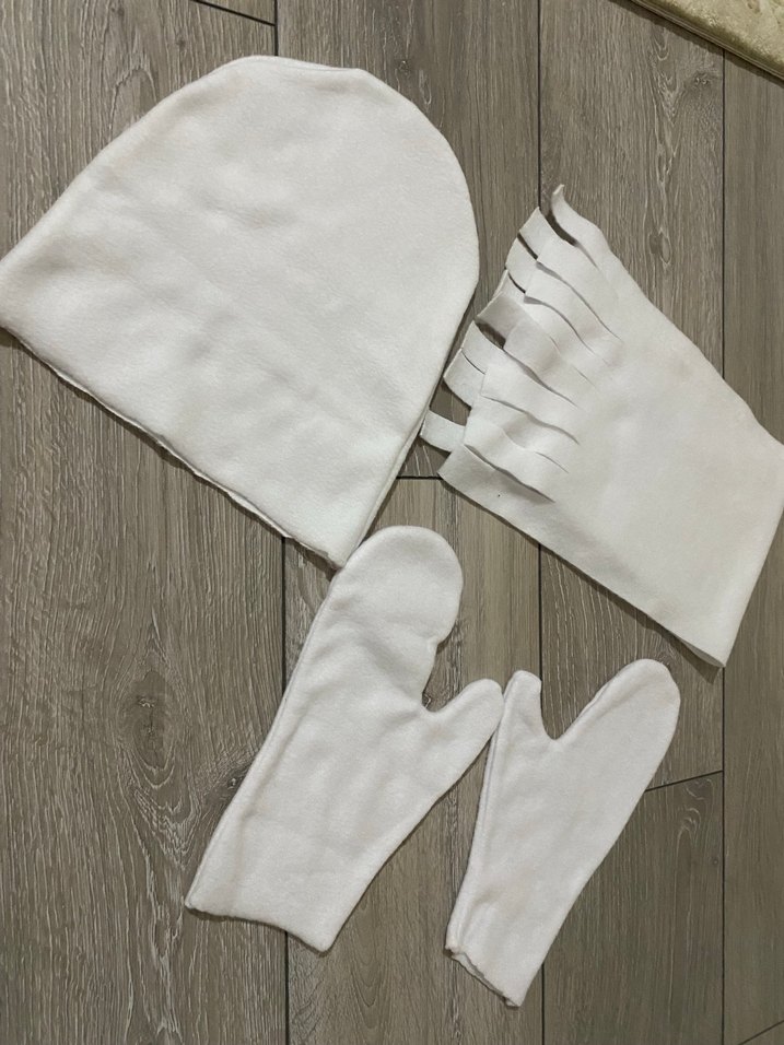 Kız Çocuk Beyaz Polar Eldiven ve Atkı Seti - Görsel 4