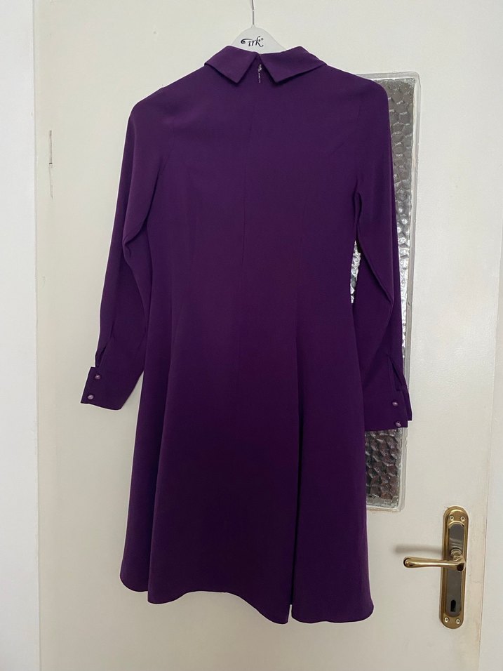 Uzun Kollu Mor Nakışlı Kadın Tunik - Görsel 3