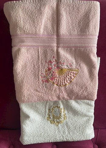 Nakışlı Bay,Bayan Banyo Duş,Plaj Havlusu 2li - Görsel 2