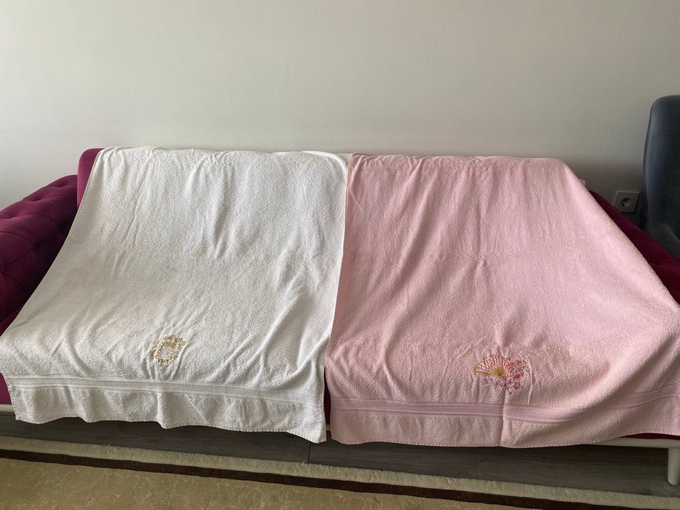 Nakışlı Bay,Bayan Banyo Duş,Plaj Havlusu 2li - Görsel 5