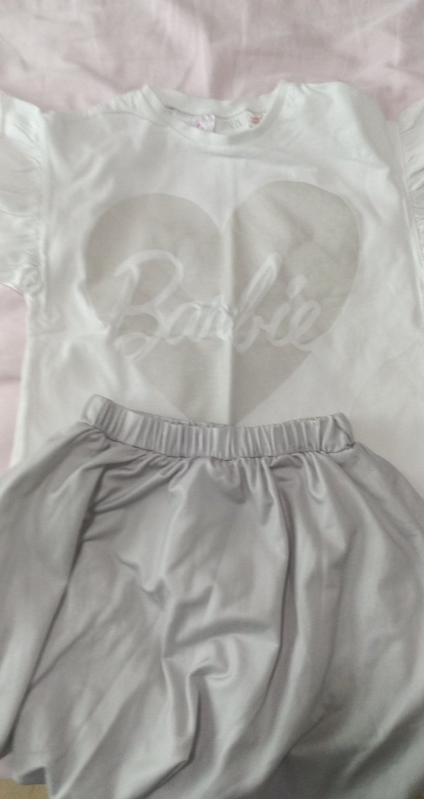 Beyaz Fırfırlı Tişört ve Gri Etek Seti zara marka - Görsel 4