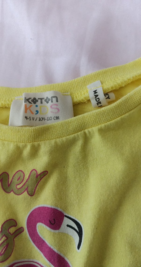 Kız Çocuk Sarı Renkli Baskılı Elbise - Görsel 2