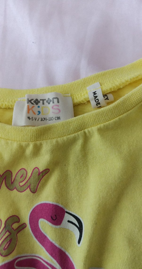 Kız Çocuk Sarı Renkli Baskılı Elbise - Görsel 3